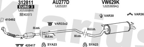 Klarius 931830U - Система випуску ОГ autozip.com.ua