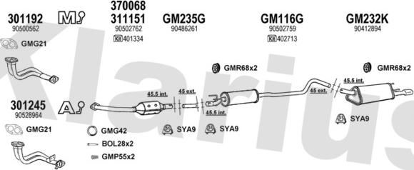 Klarius 391047U - Система випуску ОГ autozip.com.ua