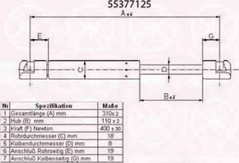 Klokkerholm 55377125 - Газова пружина, заднє скло autozip.com.ua