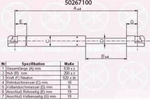 Klokkerholm 50267100 - Газова пружина, кришка багажник autozip.com.ua