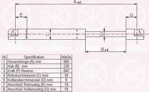 Klokkerholm 25537100 - Газова пружина, кришка багажник autozip.com.ua