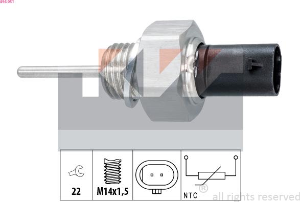 KW 494 051 - Датчик, температура впускається autozip.com.ua