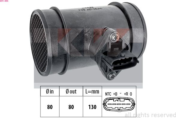KW 491 495 - Датчик потоку, маси повітря autozip.com.ua