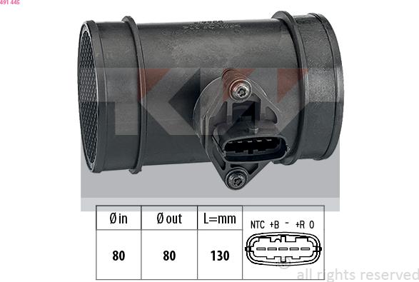 KW 491 445 - Датчик потоку, маси повітря autozip.com.ua
