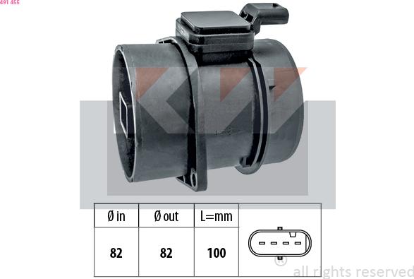 KW 491 455 - Датчик потоку, маси повітря autozip.com.ua