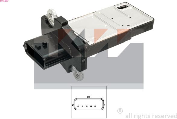KW 491 467 - Датчик потоку, маси повітря autozip.com.ua