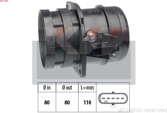 KW 491 403 - Датчик потоку, маси повітря autozip.com.ua