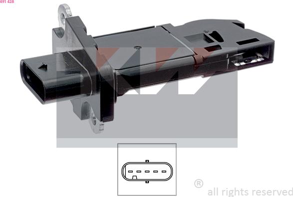 KW 491 428 - Датчик потоку, маси повітря autozip.com.ua