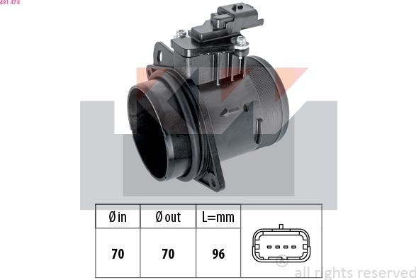 KW 491 474 - Датчик потоку, маси повітря autozip.com.ua