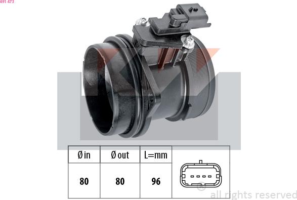 KW 491 473 - Датчик потоку, маси повітря autozip.com.ua