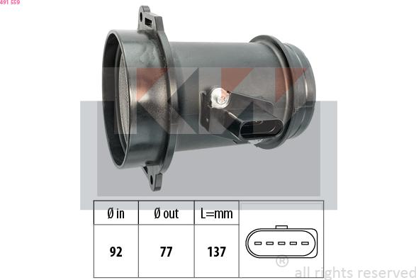 KW 491 559 - Датчик потоку, маси повітря autozip.com.ua