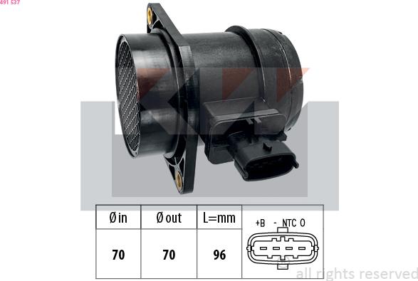 KW 491 537 - Датчик потоку, маси повітря autozip.com.ua