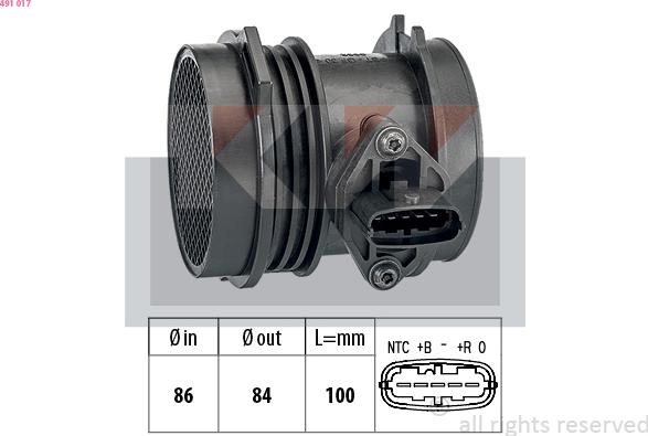 KW 491 017 - Датчик потоку, маси повітря autozip.com.ua