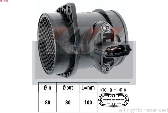 KW 491 088 - Датчик потоку, маси повітря autozip.com.ua