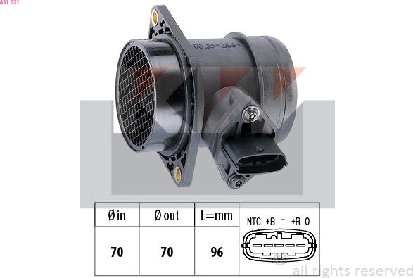 KW 491 031 - Датчик потоку, маси повітря autozip.com.ua