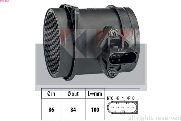 KW 491 194 - Датчик потоку, маси повітря autozip.com.ua