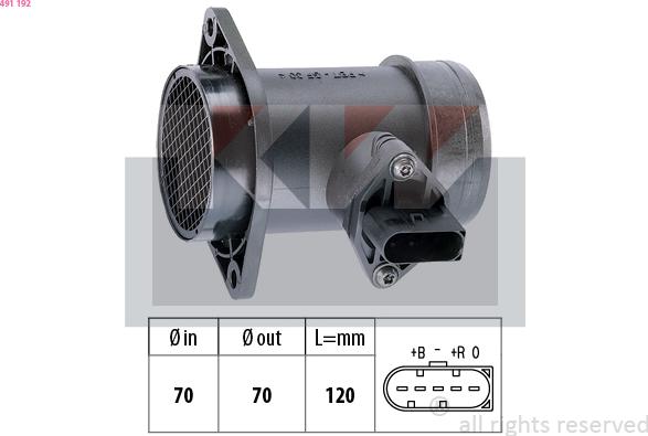 KW 491 192 - Датчик потоку, маси повітря autozip.com.ua