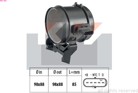 KW 491 355 - Датчик потоку, маси повітря autozip.com.ua