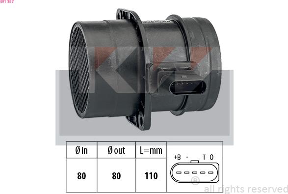 KW 491 357 - Датчик потоку, маси повітря autozip.com.ua