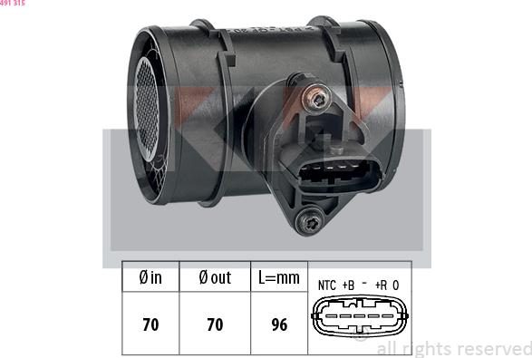 KW 491 315 - Датчик потоку, маси повітря autozip.com.ua