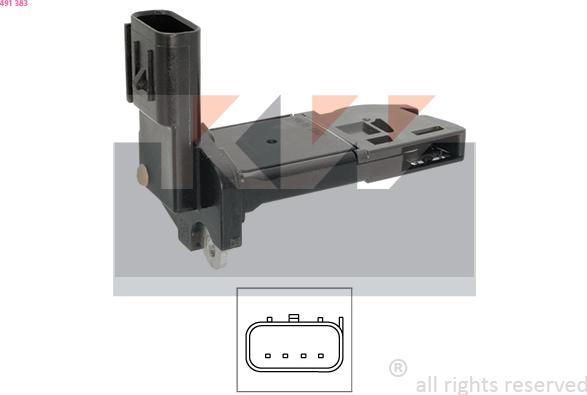 KW 491 383 - Датчик потоку, маси повітря autozip.com.ua