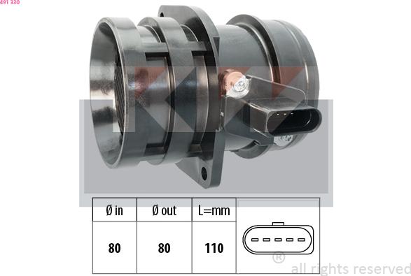 KW 491 330 - Датчик потоку, маси повітря autozip.com.ua