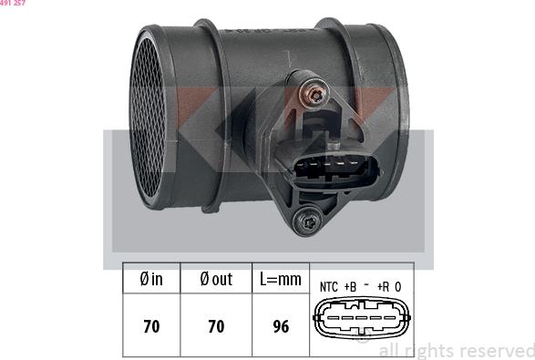 KW 491 257 - Датчик потоку, маси повітря autozip.com.ua