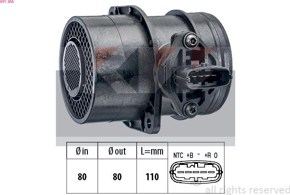 KW 491 266 - Датчик потоку, маси повітря autozip.com.ua