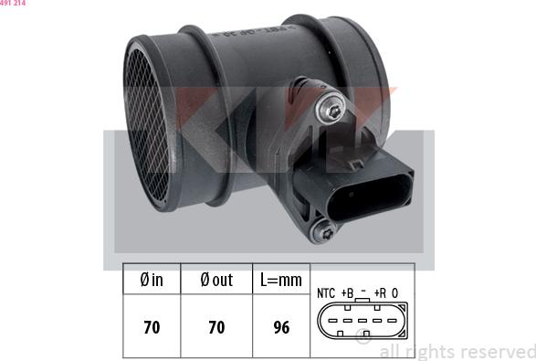 KW 491 214 - Датчик потоку, маси повітря autozip.com.ua