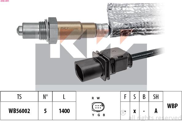 KW 498 491 - Лямбда-зонд, датчик кисню autozip.com.ua