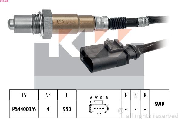 KW 498 498 - Лямбда-зонд, датчик кисню autozip.com.ua