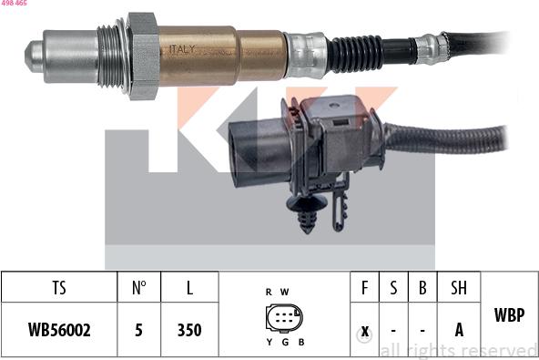 KW 498 465 - Лямбда-зонд, датчик кисню autozip.com.ua