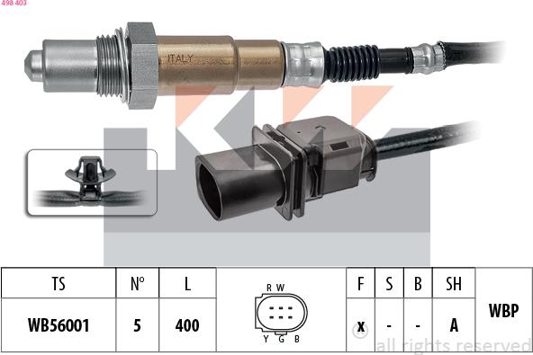 KW 498 403 - Лямбда-зонд, датчик кисню autozip.com.ua