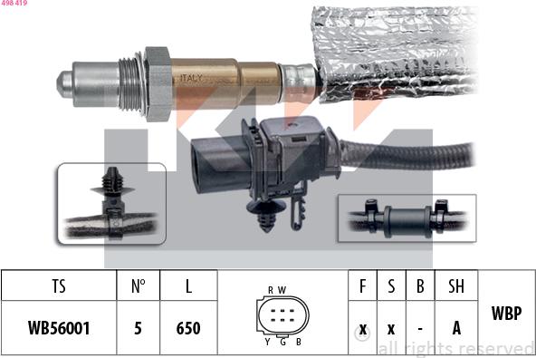 KW 498 419 - Лямбда-зонд, датчик кисню autozip.com.ua