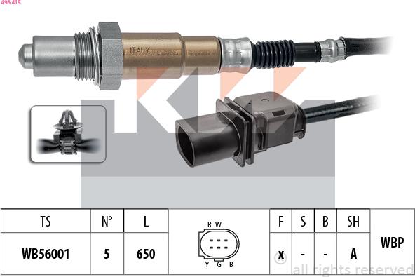 KW 498 415 - Лямбда-зонд, датчик кисню autozip.com.ua