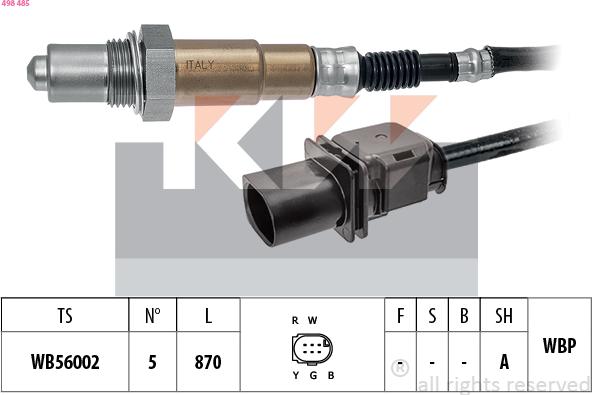KW 498 485 - Лямбда-зонд, датчик кисню autozip.com.ua