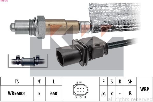 KW 498 436 - Лямбда-зонд, датчик кисню autozip.com.ua