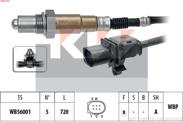 KW 498 424 - Лямбда-зонд, датчик кисню autozip.com.ua