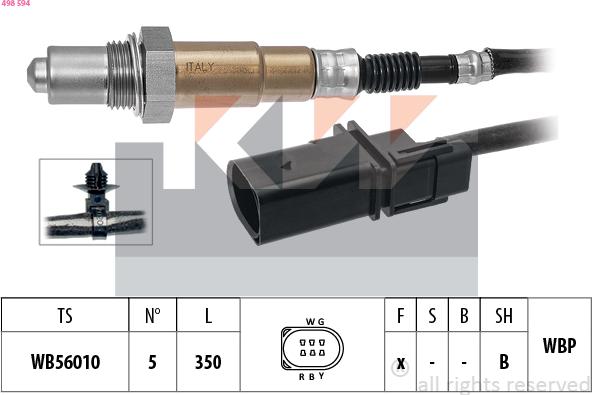 KW 498 594 - Лямбда-зонд, датчик кисню autozip.com.ua