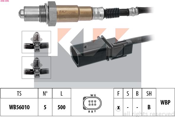 KW 498 596 - Лямбда-зонд, датчик кисню autozip.com.ua