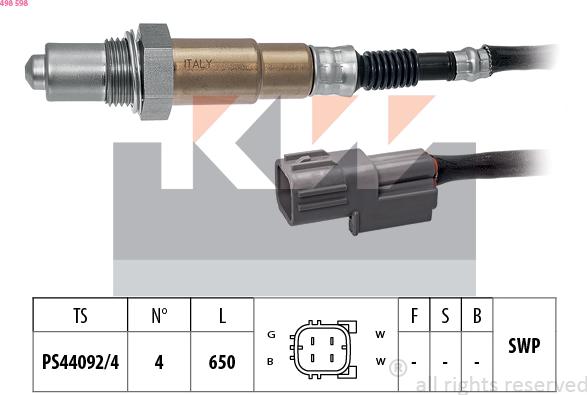 KW 498 598 - Лямбда-зонд, датчик кисню autozip.com.ua