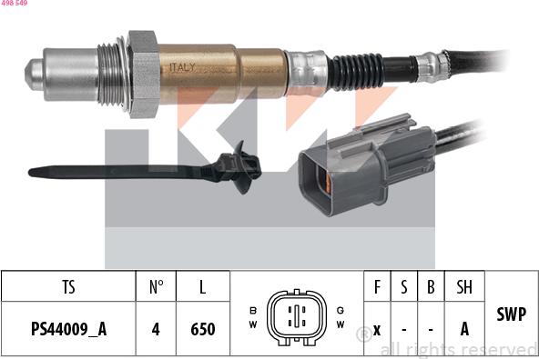 KW 498 549 - Лямбда-зонд, датчик кисню autozip.com.ua