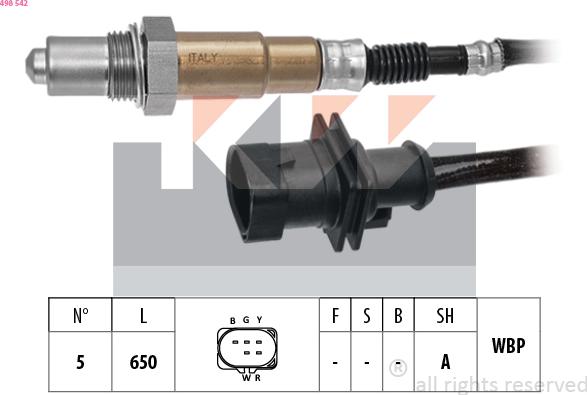 KW 498 542 - Лямбда-зонд, датчик кисню autozip.com.ua
