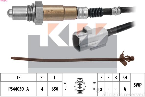 KW 498 547 - Лямбда-зонд, датчик кисню autozip.com.ua