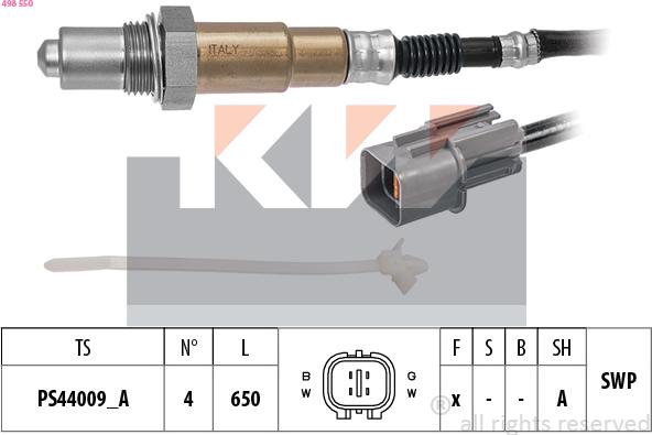KW 498 550 - Лямбда-зонд, датчик кисню autozip.com.ua