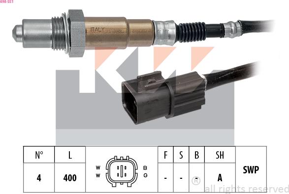 KW 498 551 - Лямбда-зонд, датчик кисню autozip.com.ua