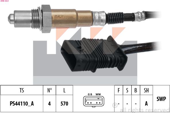 KW 498 553 - Лямбда-зонд, датчик кисню autozip.com.ua