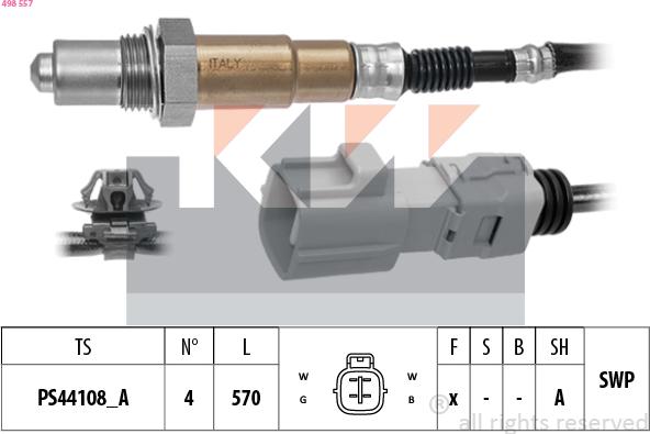 KW 498 557 - Лямбда-зонд, датчик кисню autozip.com.ua