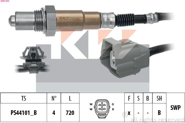 KW 498 565 - Лямбда-зонд, датчик кисню autozip.com.ua