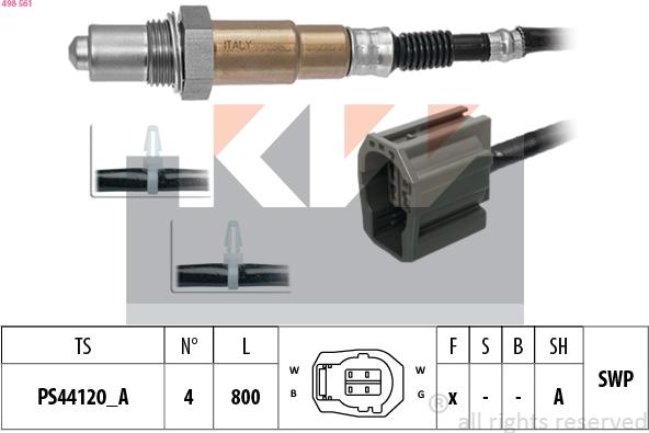 KW 498 561 - Лямбда-зонд, датчик кисню autozip.com.ua